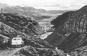 At the top of Black Bear Pass (12,000 feet) overlooking Telluride, CO